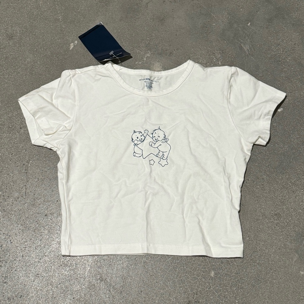 white cherub graphic crop top